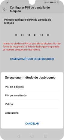 Pulsa el código de seguridad deseado y sigue las indicaciones de la pantalla para crear un código de seguridad del teléfono adicional.