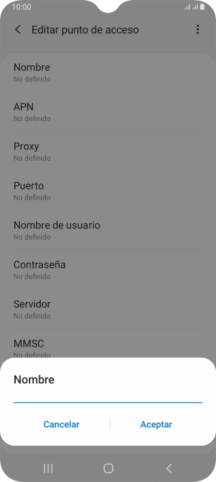 Introduce Vodafone Internet y pulsa Aceptar.