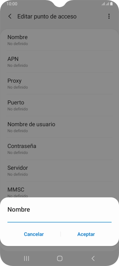 Introduce Vodafone Internet y pulsa Aceptar.