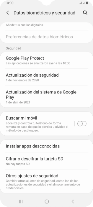 Pulsa Otros ajustes de seguridad.