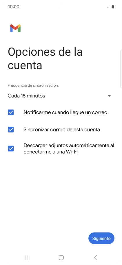 Si aparece en la pantalla esta imagen, tu cuenta de correo electrónico ha sido reconocida y configurada automáticamente. Sigue las indicaciones de la pantalla para introducir más información y terminar la configuración.