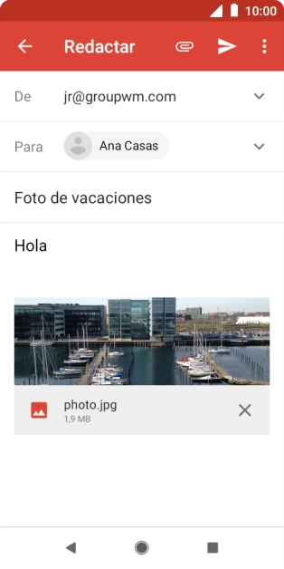 Pulsa el icono de envío cuando termines de escribir el correo electrónico.