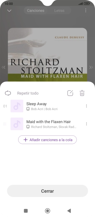 Pulsa Añadir canciones a la cola.