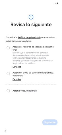 Pulsa en el campo junto a los ajustes deseados para seleccionarlos.