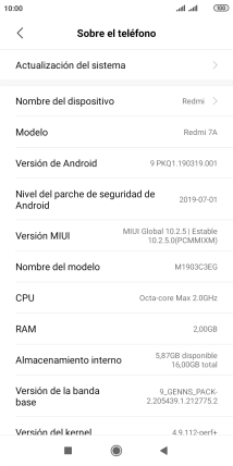 Pulsa Actualización del sistema. Si hay una versión de software nueva disponible, aparecerá ahora en la pantalla. Sigue las indicaciones de la pantalla para actualizar el software del teléfono.