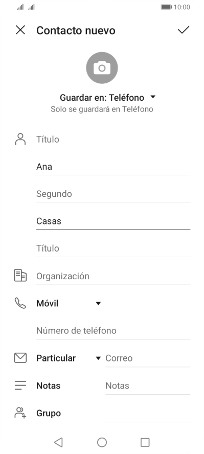 Pulsa Número de teléfono e introduce el número de teléfono deseado.