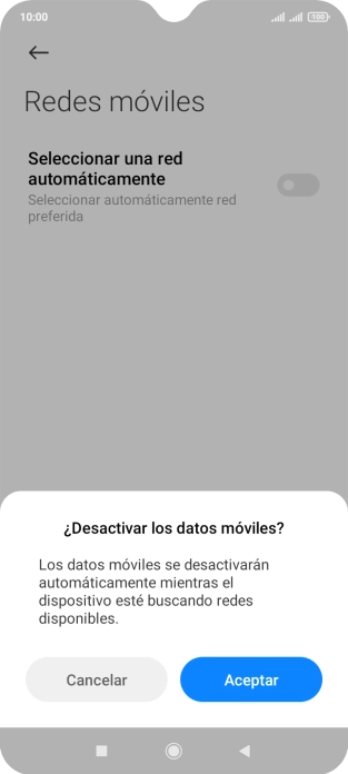 Pulsa Aceptar y espera mientras el teléfono está buscando redes.