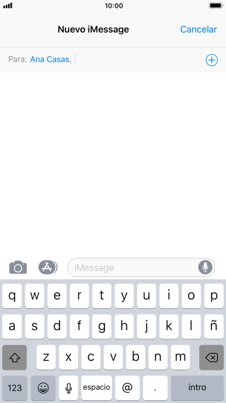 Si el destinatario puede recibir iMessages, aparecerá el texto iMessage en el campo de escritura.