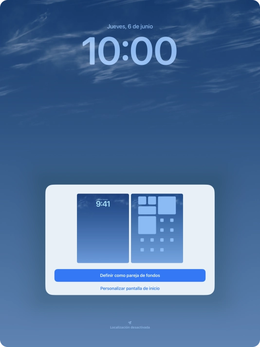 Si deseas utilizar el mismo tema de color en la pantalla de inicio, pulsa Definir como pareja de fondos.