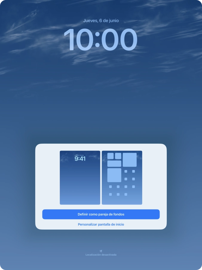 Si deseas utilizar el mismo tema de color en la pantalla de inicio, pulsa Definir como pareja de fondos.