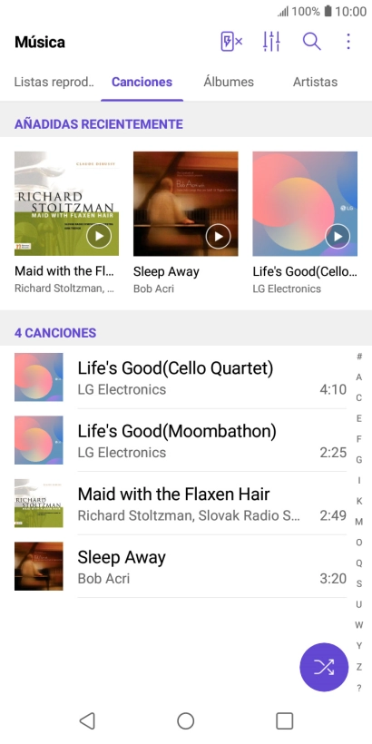 Pulsa el archivo de música deseado.
