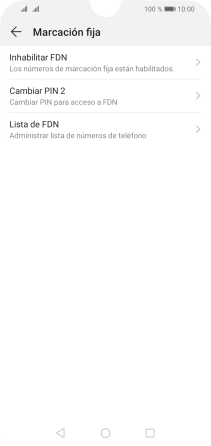 Pulsa Inhabilitar FDN para desactivar la marcación fija.