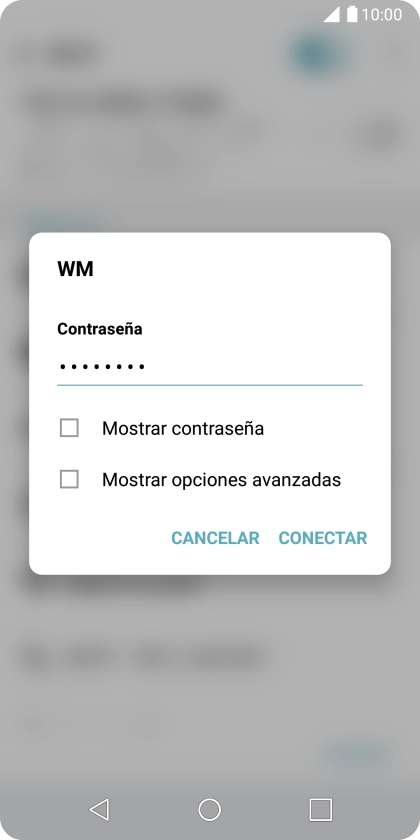 Introduce la contraseña de la red wifi y pulsa CONECTAR.