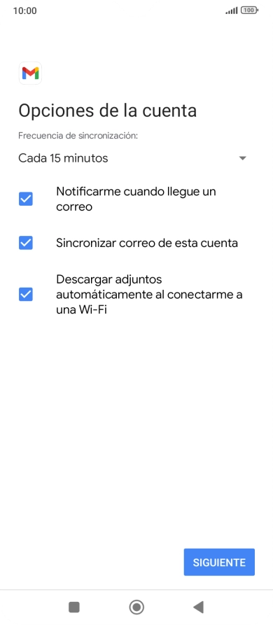 Si aparece en la pantalla esta imagen, tu cuenta de correo electrónico ha sido reconocida y configurada automáticamente. Sigue las indicaciones de la pantalla para introducir más información y terminar la configuración.