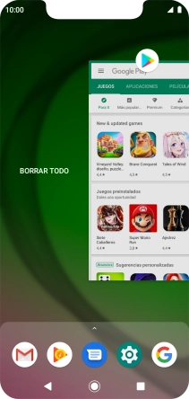 Para cerrar una sola aplicación en ejecución, desliza el dedo hacia arriba sobre la aplicación deseada.