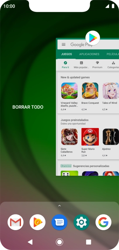 Para cerrar una sola aplicación en ejecución, desliza el dedo hacia arriba sobre la aplicación deseada.