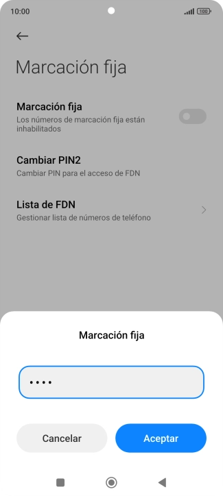 Introduce el código PIN2 y pulsa Aceptar.