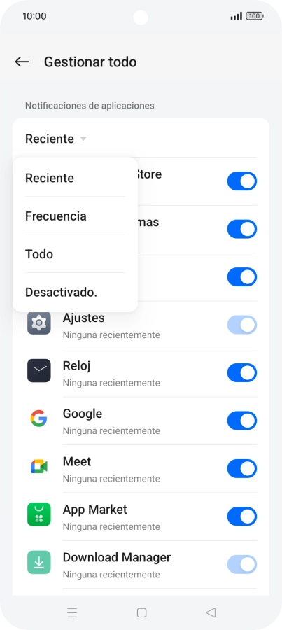 Pulsa el ajuste deseado.