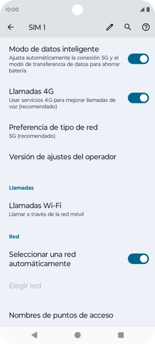 Pulsa Nombres de puntos de acceso.