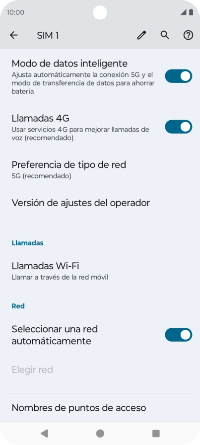 Pulsa Nombres de puntos de acceso.