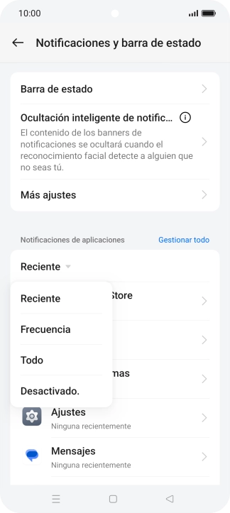 Pulsa el ajuste deseado.