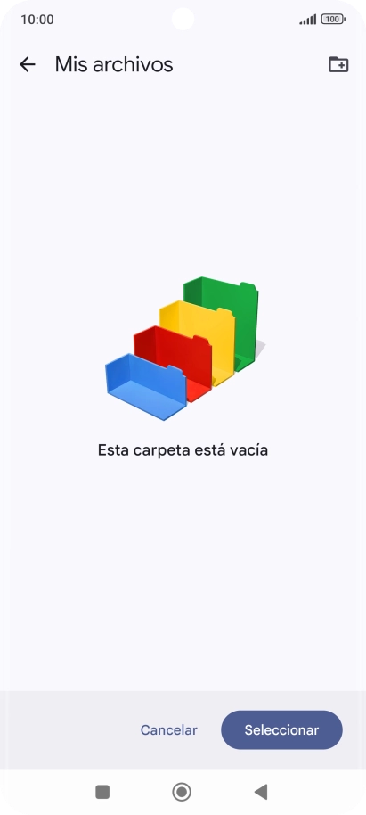 Si deseas crear una nueva carpeta, pulsa el icono de nueva carpeta y sigue las indicaciones de la pantalla para crearla.