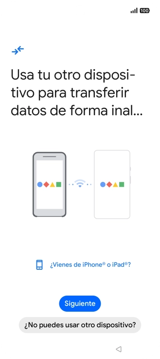 Sigue las indicaciones de la pantalla para transferir contenido desde otro teléfono.