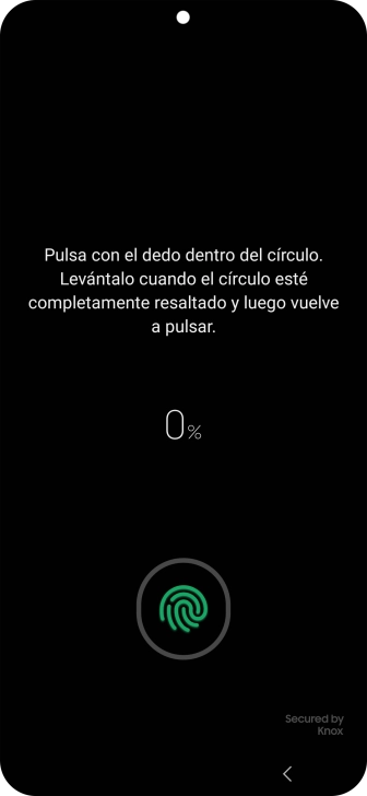 Sigue las indicaciones de la pantalla para crear una huella digital como código de seguridad.