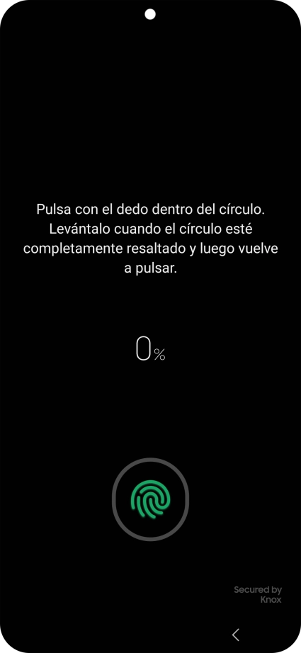 Sigue las indicaciones de la pantalla para crear una huella digital como código de seguridad.