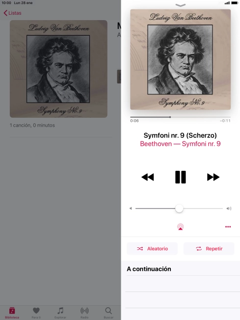 Pulsa la flecha hacia la derecha para ir al archivo de música siguiente.