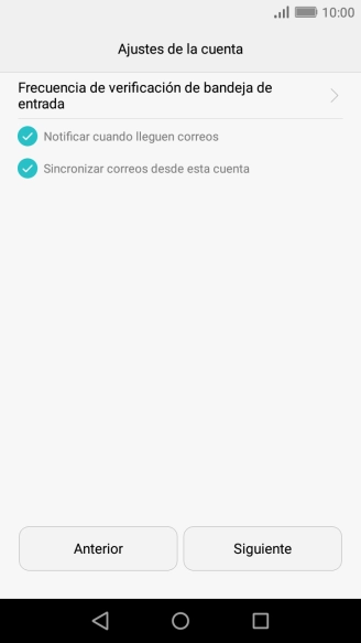 Pulsa Frecuencia de verificación de bandeja de entrada.