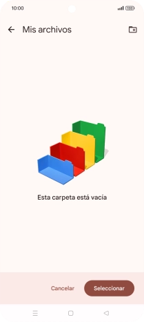 Si deseas crear una nueva carpeta, pulsa el icono de nueva carpeta y sigue las indicaciones de la pantalla para crearla.