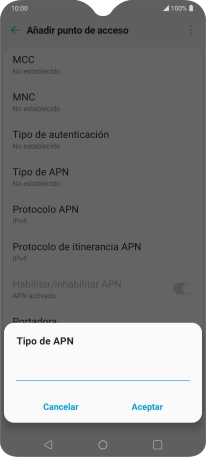 Introduce default y pulsa Aceptar.