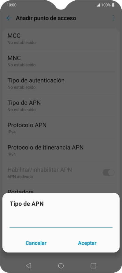 Introduce default y pulsa Aceptar.