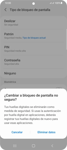 Pulsa Eliminar datos.