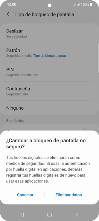 Pulsa Eliminar datos.