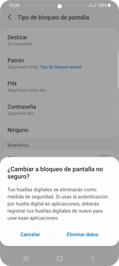 Pulsa Eliminar datos.