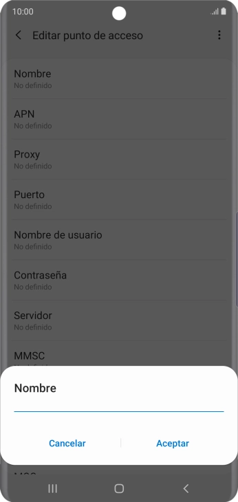 Introduce Vodafone Internet y pulsa Aceptar.