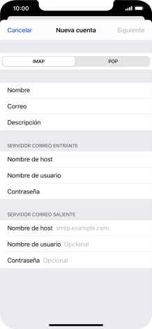 Pulsa Nombre de host e introduce smtp.vodafone.es.