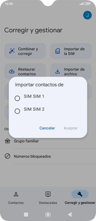 Pulsa la tarjeta SIM deseada.