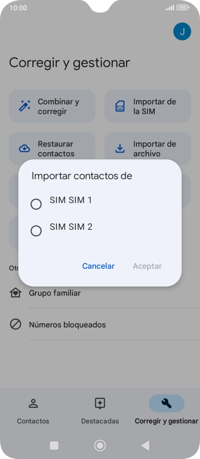 Pulsa la tarjeta SIM deseada.