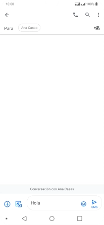 Pulsa el icono de envío cuando termines de escribir el mensaje corto.