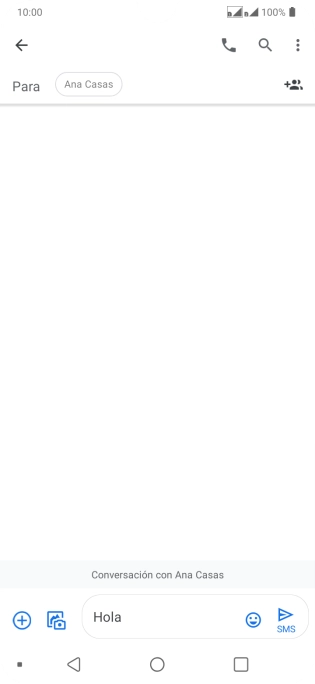 Pulsa el icono de envío cuando termines de escribir el mensaje corto.