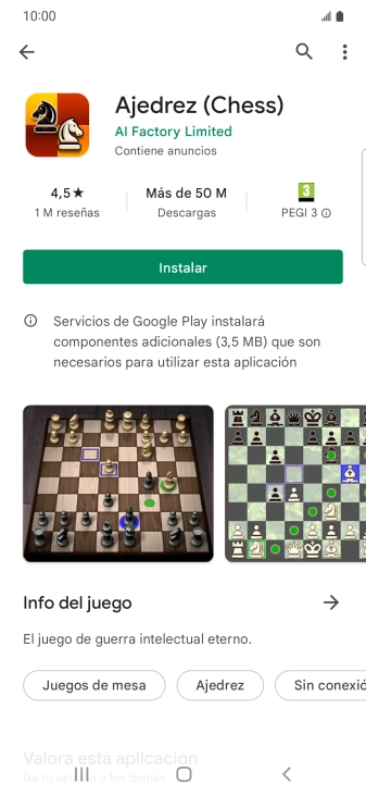 Pulsa Instalar y sigue las indicaciones de la pantalla para instalar la app.