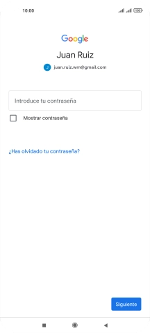 Pulsa Introduce tu contraseña e introduce la contraseña de tu cuenta de Google.