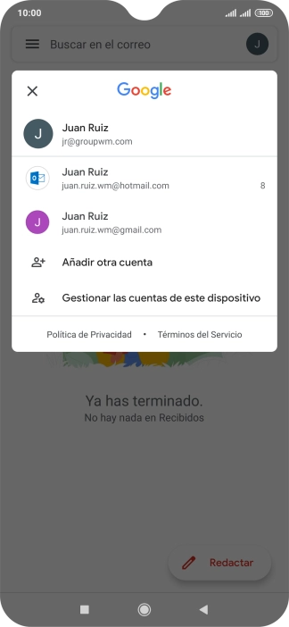 Pulsa la cuenta de correo electrónico deseada.