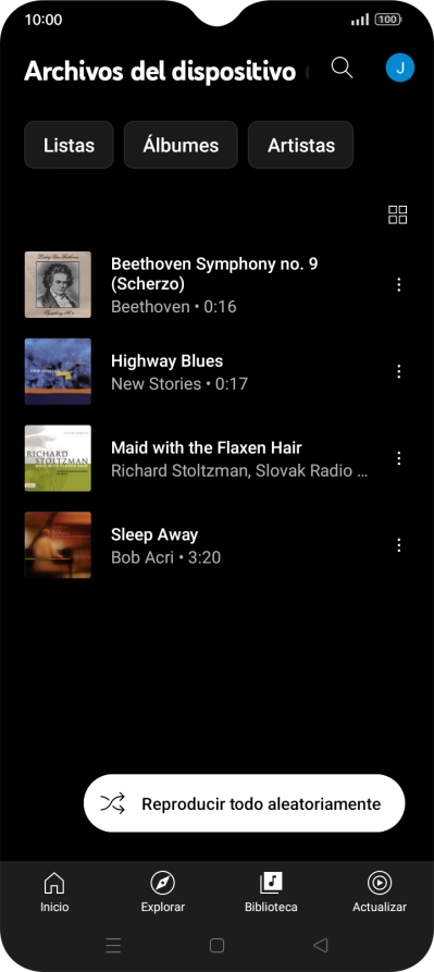 Pulsa el archivo de música deseado.