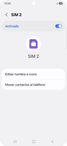 Pulsa el indicador para activar o desactivar el uso de la tarjeta SIM.