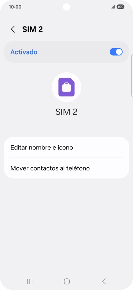Pulsa el indicador para activar o desactivar el uso de la tarjeta SIM.