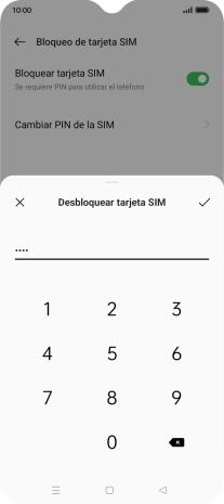 Introduce el código PIN y pulsa el icono de aceptar.